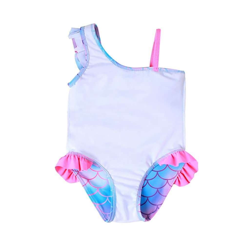 Girls' Scale Printed Flounced Gradient One-piece Swimsuit