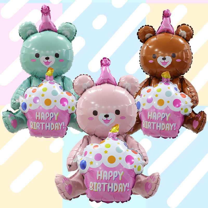 Cute Cake Bear Aluminum Film Balloon