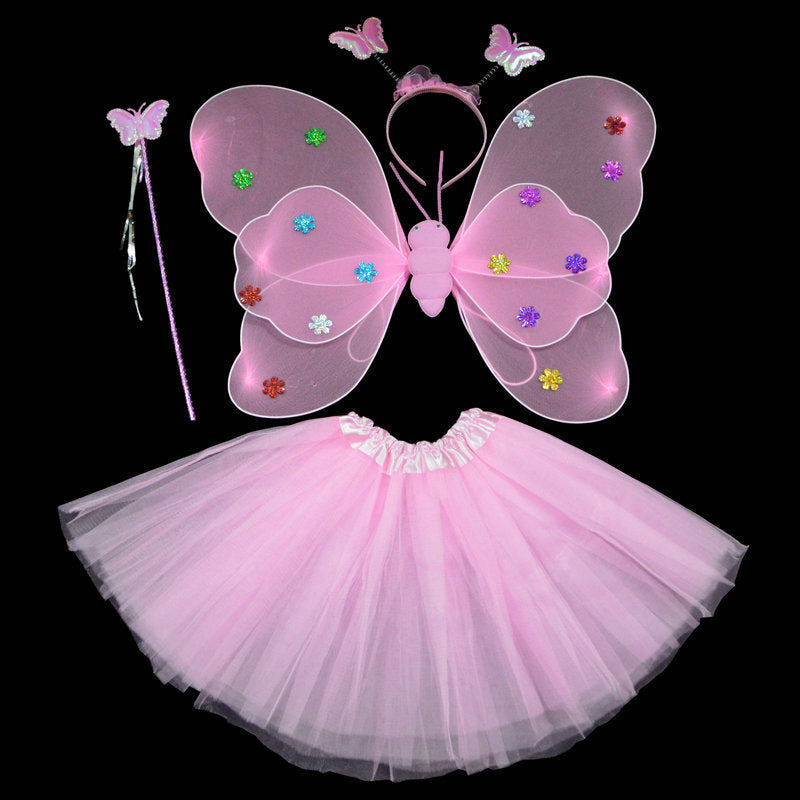 Children's Double-layer Sequined Wings 4-Piece Set