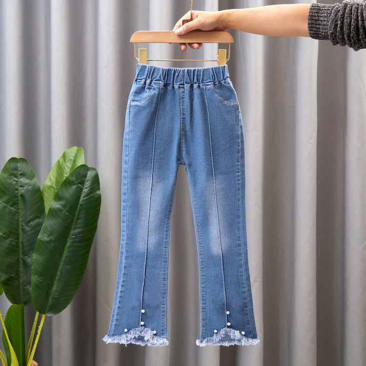 Girls' Casual Denim Wide Leg Pants