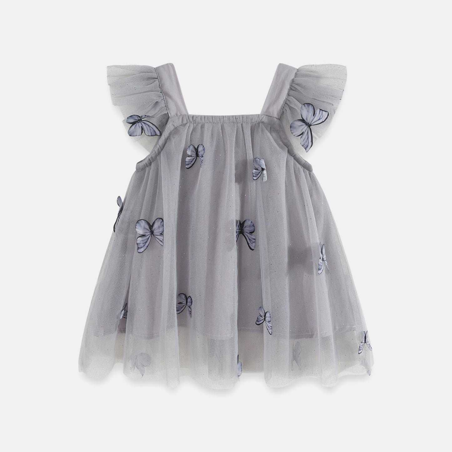 Flounced Sleeve Mesh Children Sling Dress, Multiple Colors Available