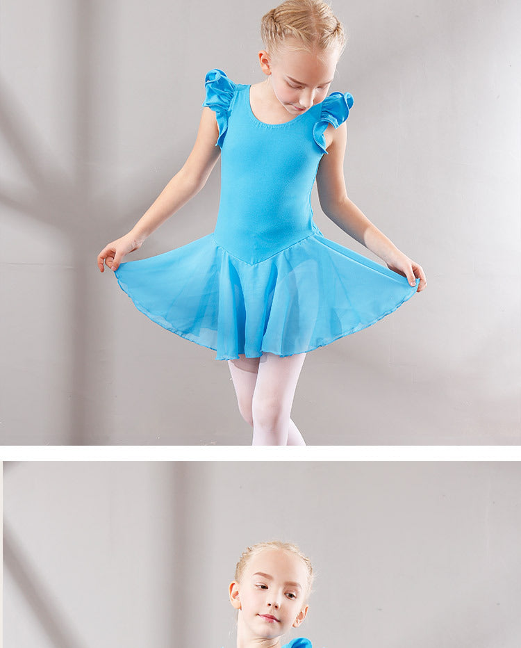 Children's Dance Dress, Flounced Sleeve Ballet Clothes, Children's Chiffon Dancing Dress