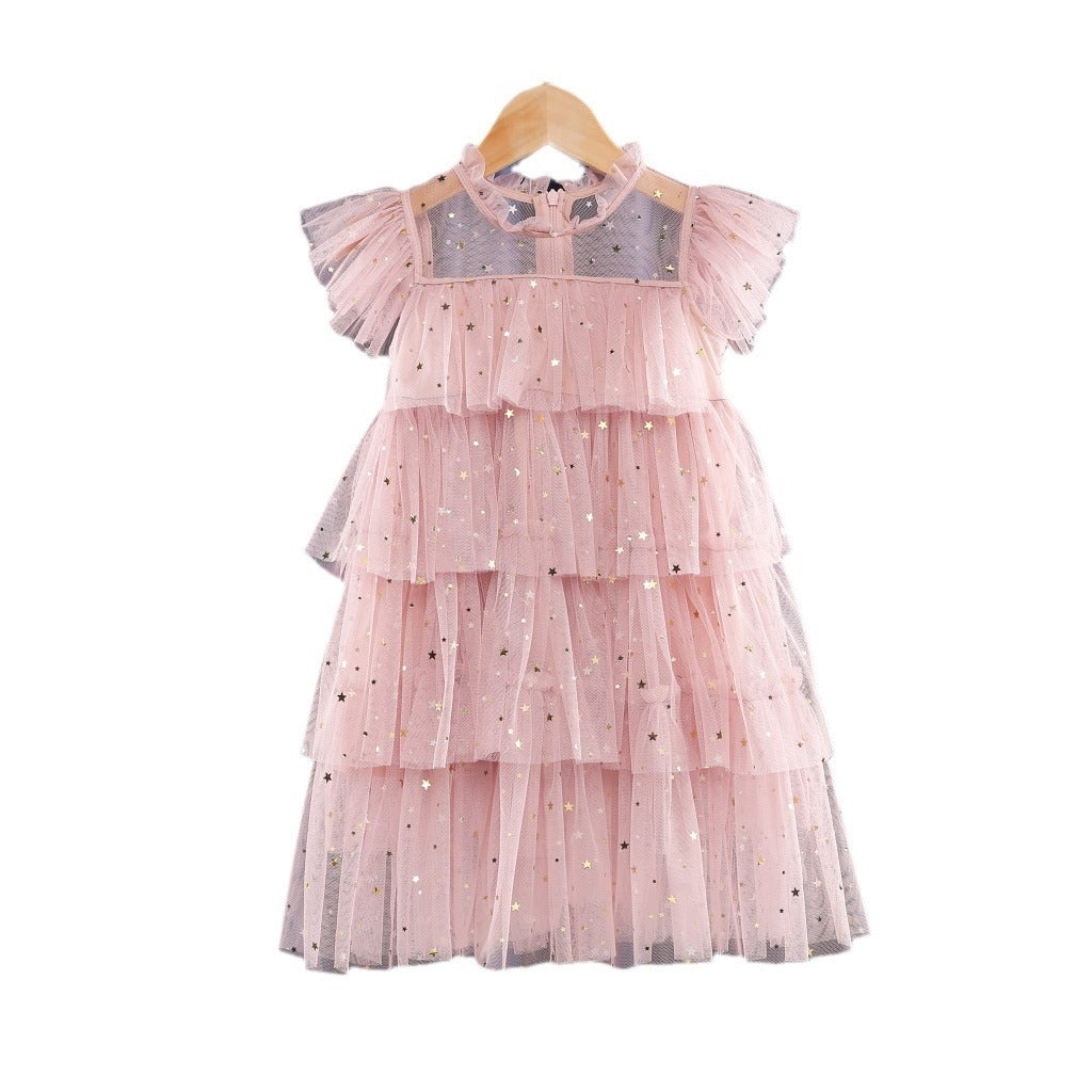 Girls' Fairy Star Sequins Cake Dress