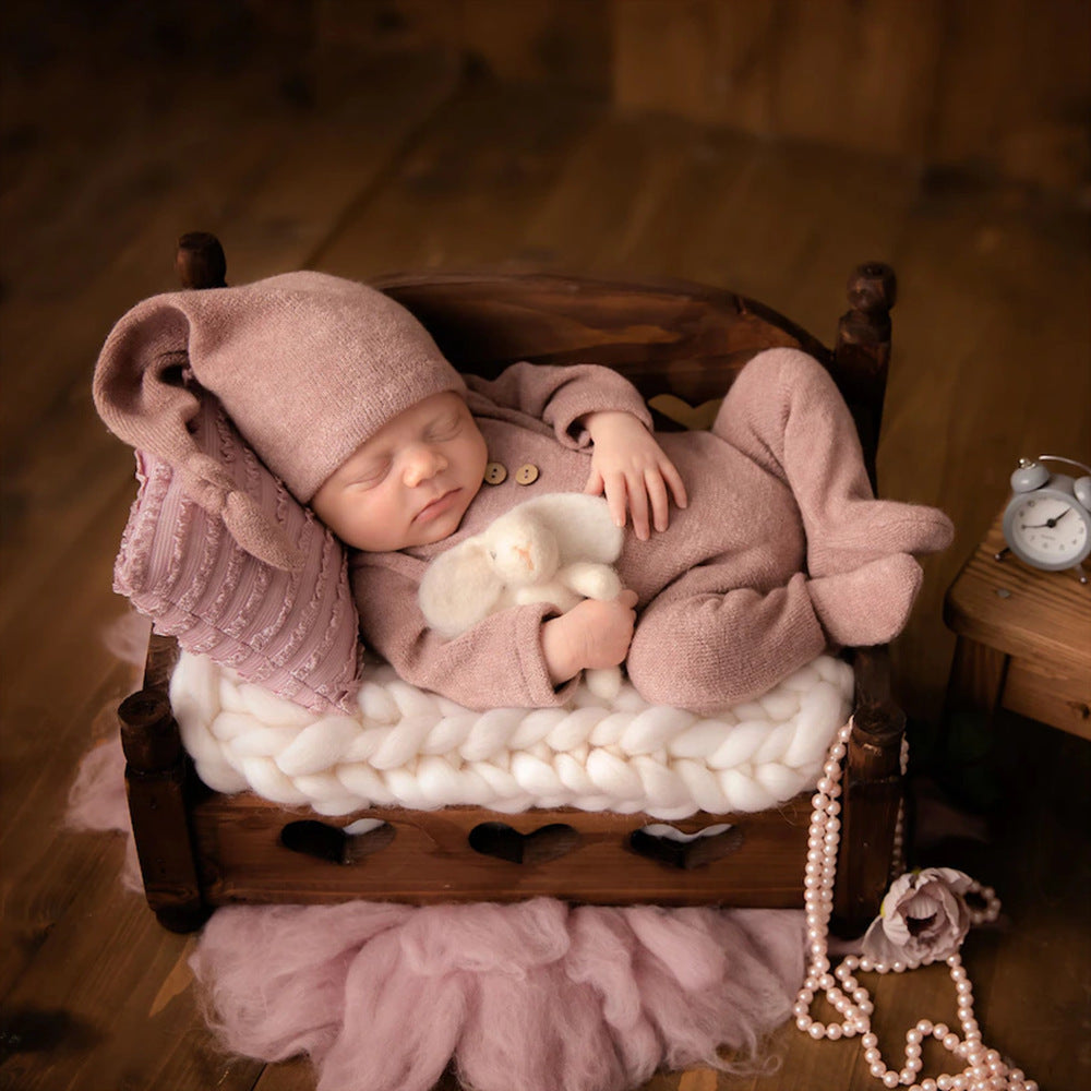 Newborn Baby Photography Full Sleeves Romper Outfit & Hat, Comes In Multiple Colors