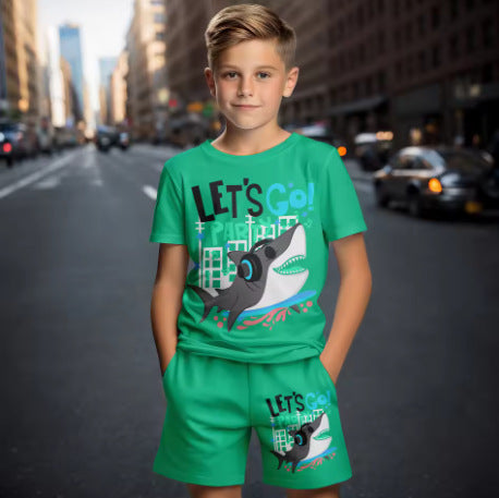 Summer Boys' Cartoon Shorts Set