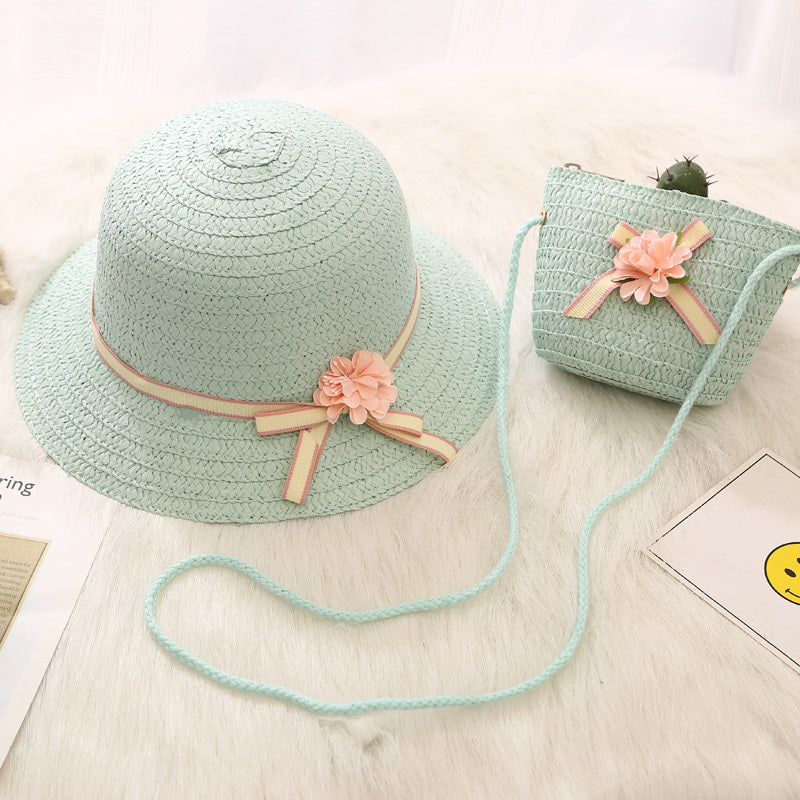 Summer Sun Protection Cute Girls' Princess Sun Hat With Bag