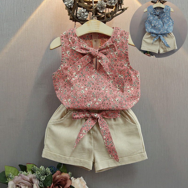 Girls/Toddlers Sleeveless Top With Shorts 2pc Set