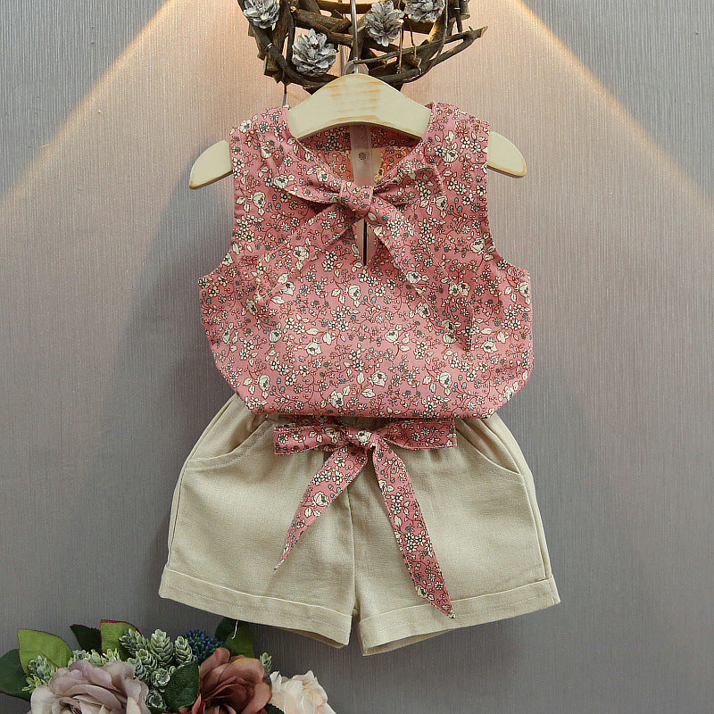 Girls/Toddlers Sleeveless Top With Shorts 2pc Set