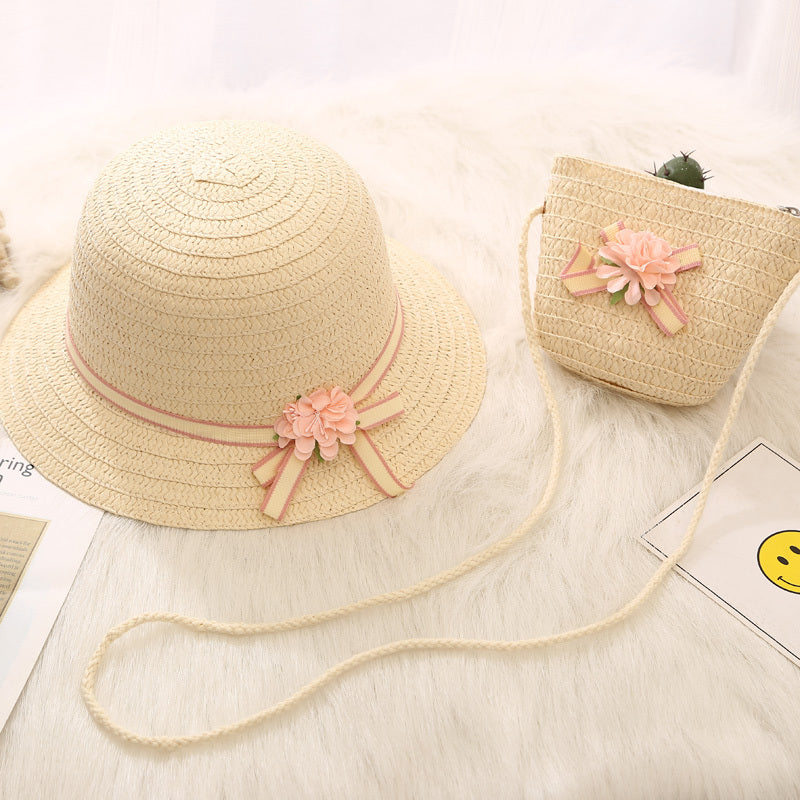 Summer Sun Protection Cute Girls' Princess Sun Hat With Bag