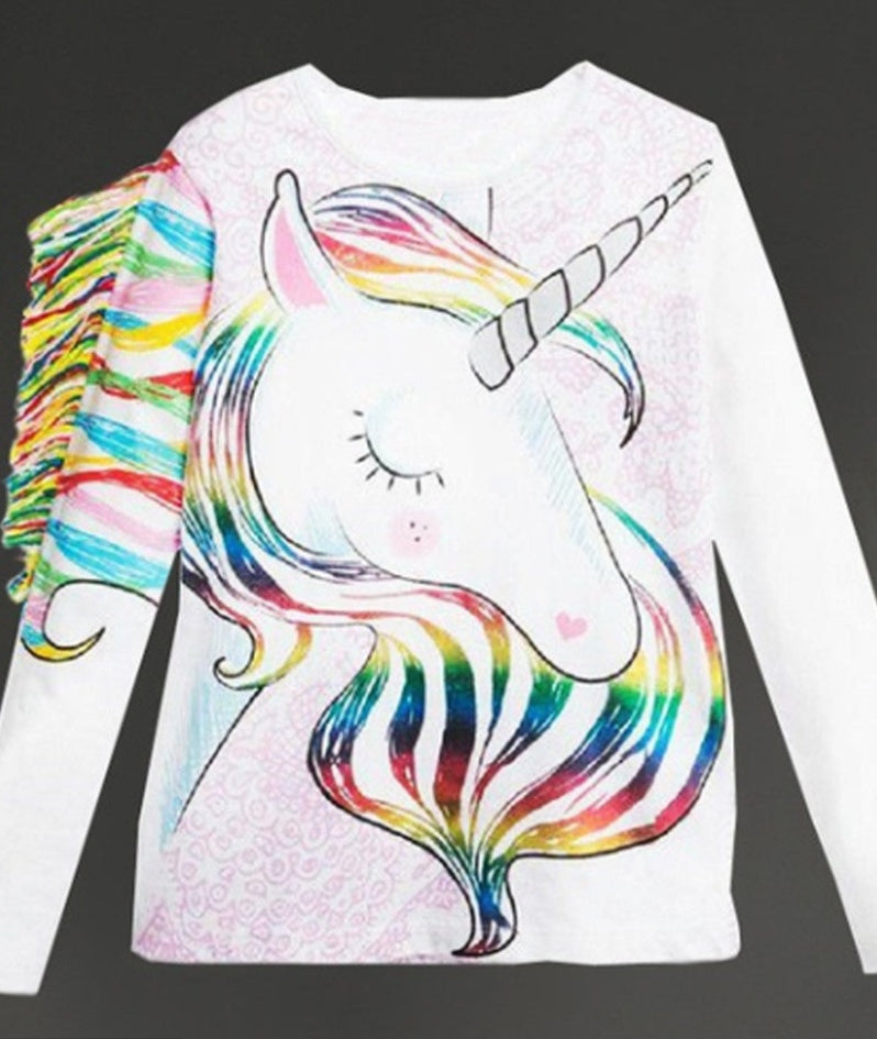 Girls' Unicorn Printed Long Sleeve T-shirt