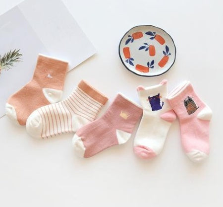 Girls'/Boys' Cotton Socks 5pc Set