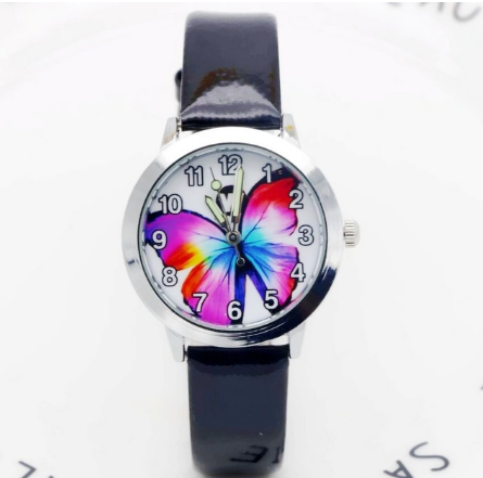 Kids Quartz Watch Student Girls Cute Colorful Butterfly Dial Waterproof Watch