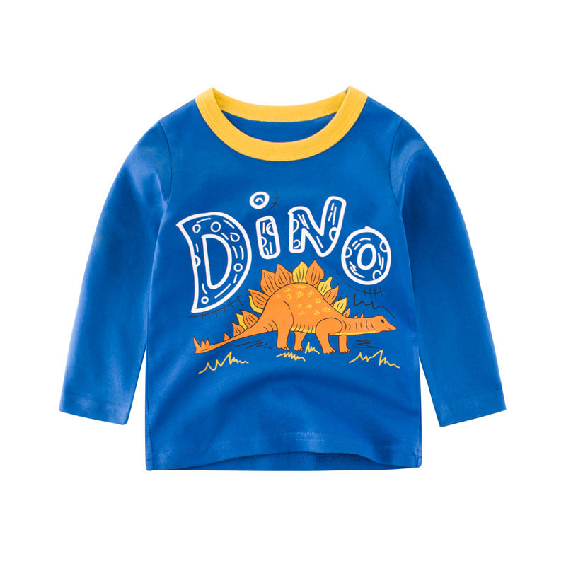 Fashion Boys' Long Sleeve Dino T-shirt, blue