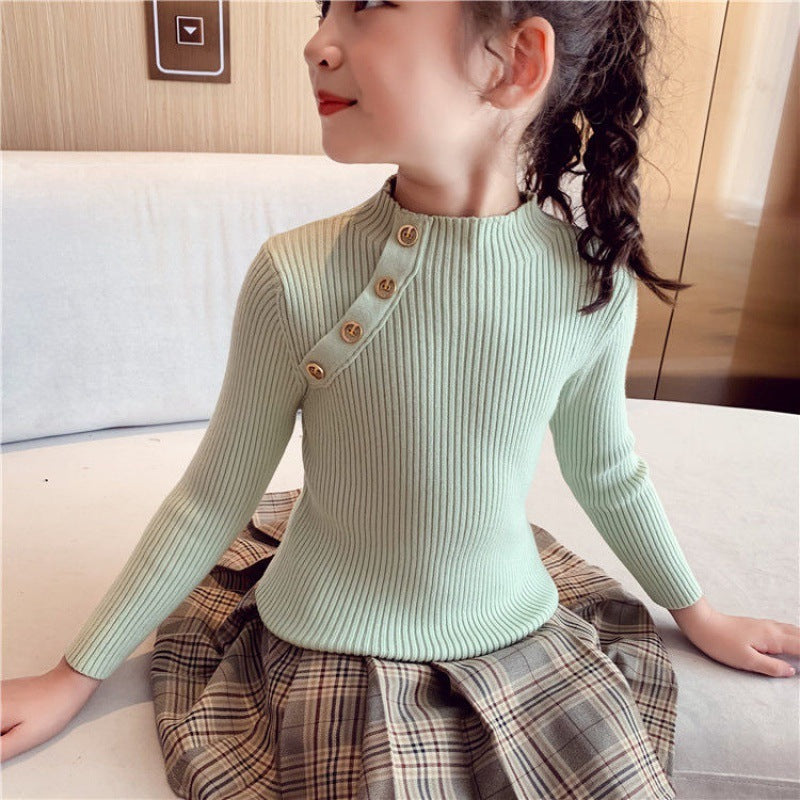 Girls' Cotton Button Fashion Long Sleeved Shirt