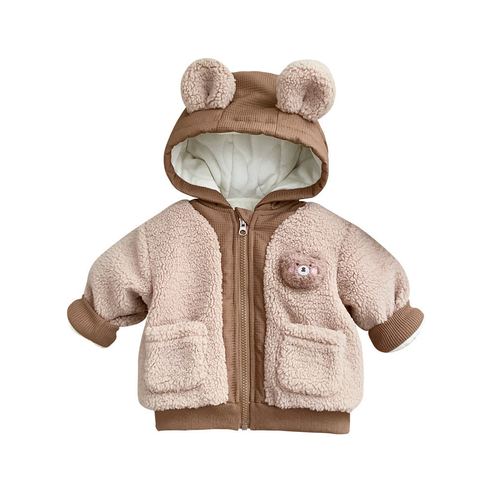 Cute Bear Plus Velvet Cotton-padded Coat