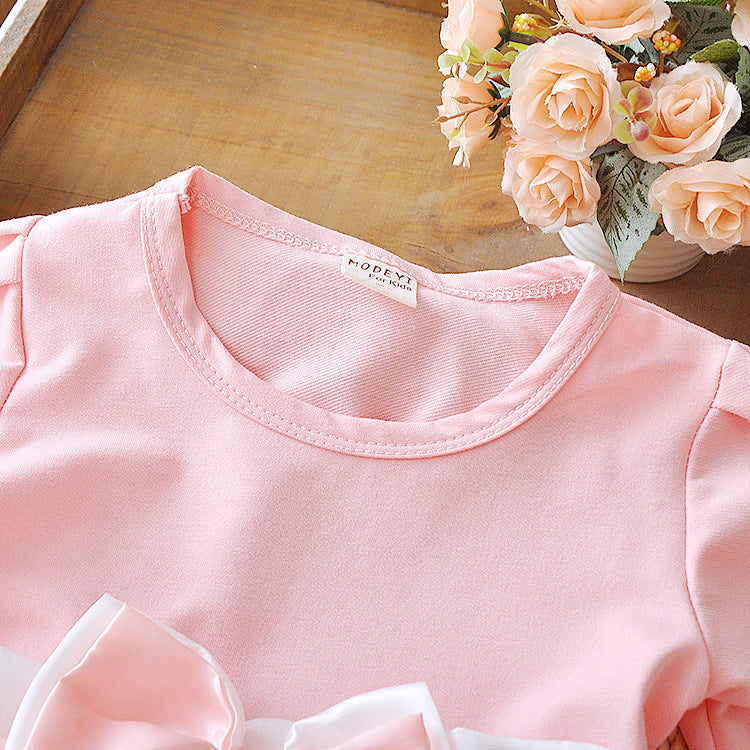 Flower Bow Long Sleeve Dress