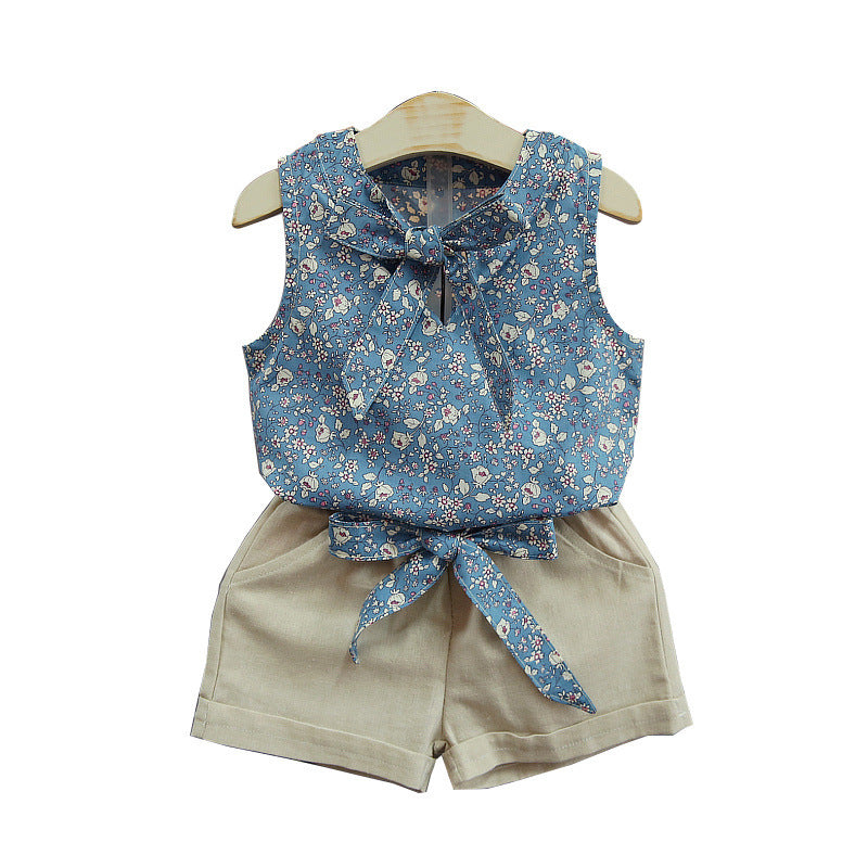 Girls/Toddlers Sleeveless Top With Shorts 2pc Set