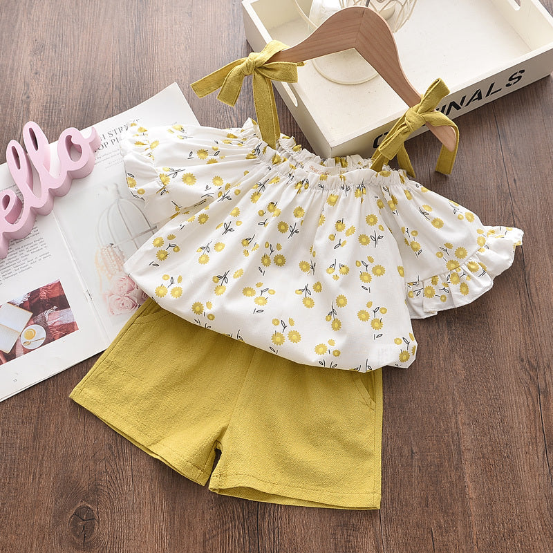 Chiffon Sling 2pc Suit, Cool Girl Suit, Children's Summer Outfits, Multiple Styles