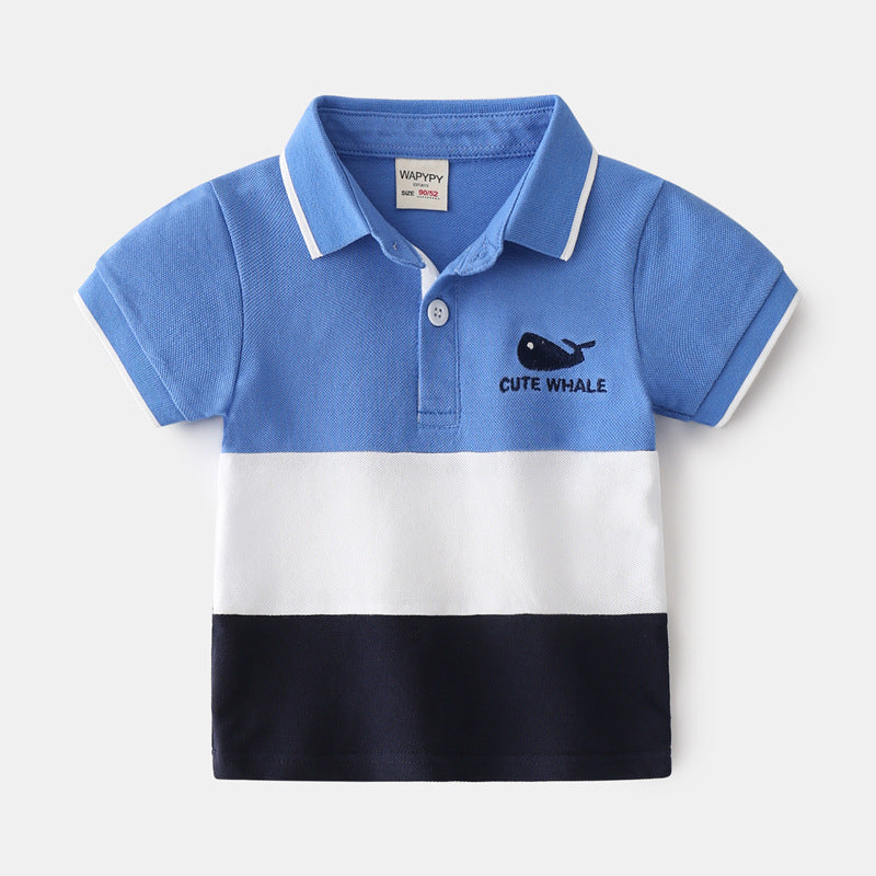 Boys' Color Block Lapel Tops