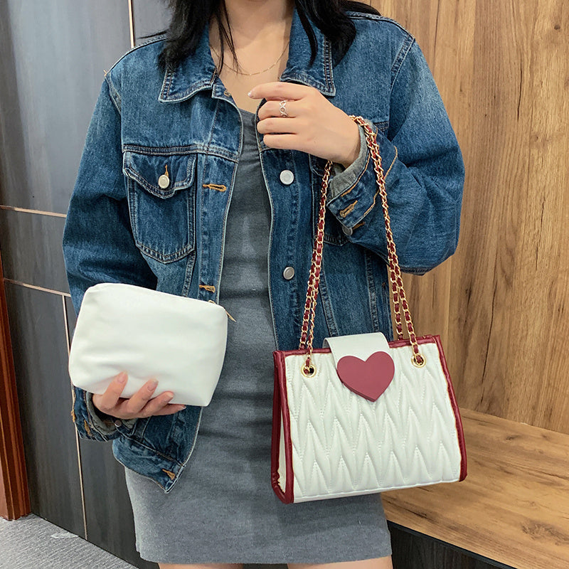 Women's Small Foreign Fashion Heart Chain Handbag, Valentine's Gift Idea