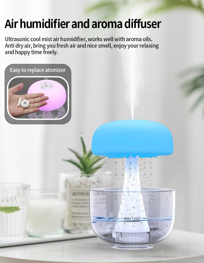 Jellyfish Raindrop Humidifier Seven-color Ambience Light Cloud Rain Aroma Diffuser