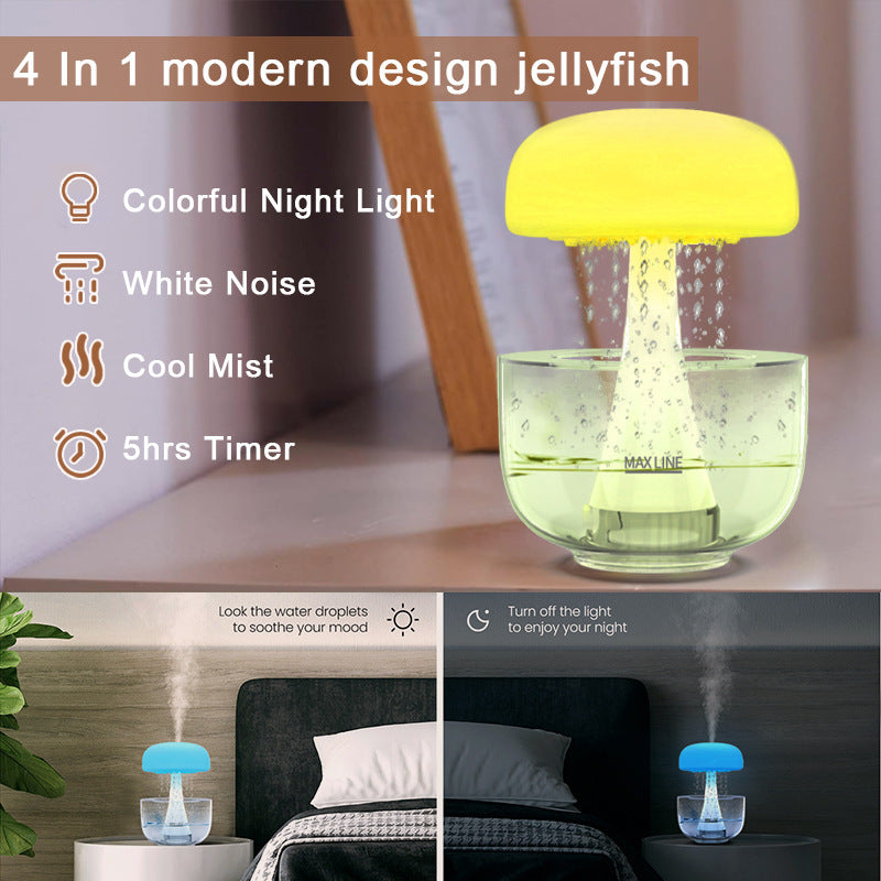 Jellyfish Raindrop Humidifier Seven-color Ambience Light Cloud Rain Aroma Diffuser