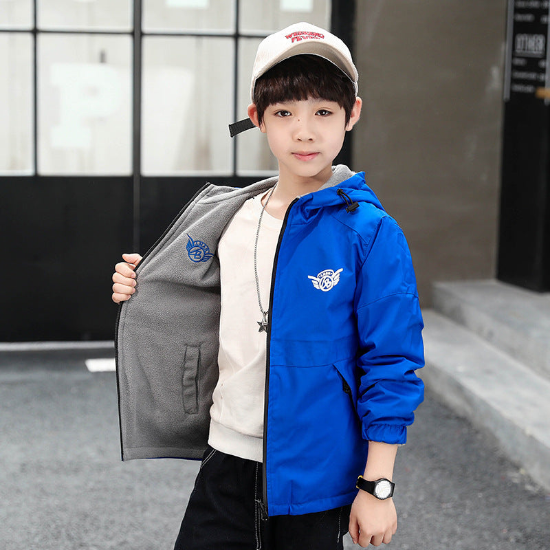 Boys' Printed Spring or Autumn Double-sided Cardigan