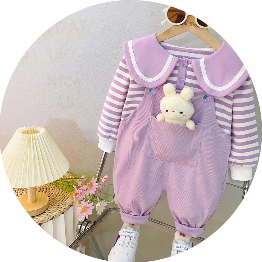 Baby Girl's Suspender Suit Spring And Autumn Western Style Cute Clothes