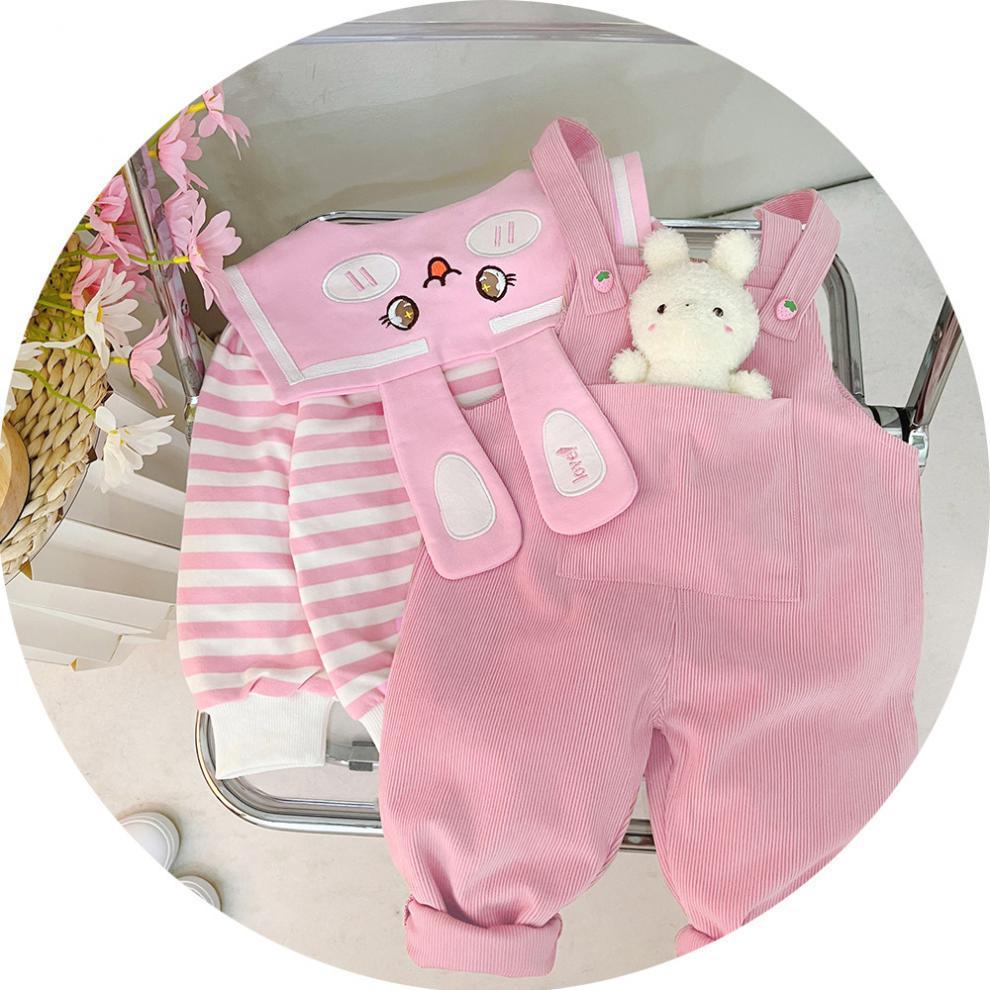 Baby Girl's Suspender Suit Spring And Autumn Western Style Cute Clothes