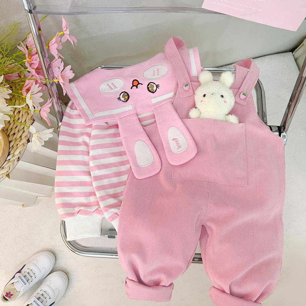 Baby Girl's Suspender Suit Spring And Autumn Western Style Cute Clothes