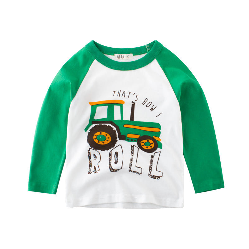 Boys' Long Sleeve Tractor T-shirt, green