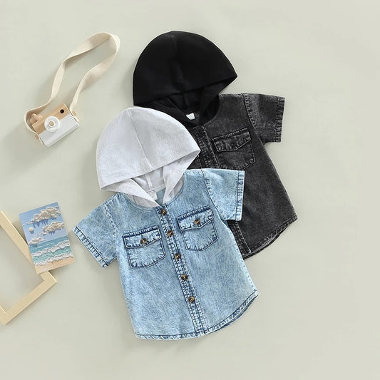 Boy Hooded Denim Shirt