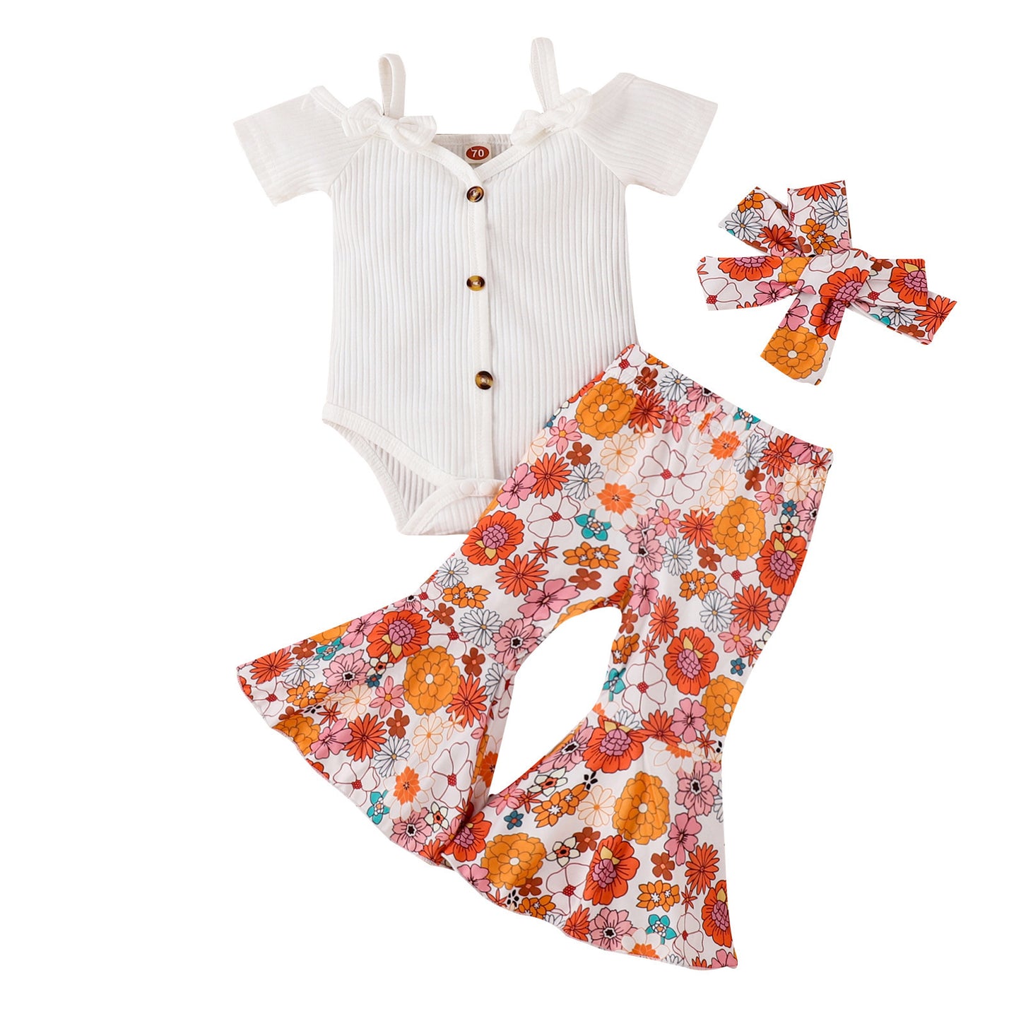 Summer Baby Girl Romper Bell-bottom Pants Suit
