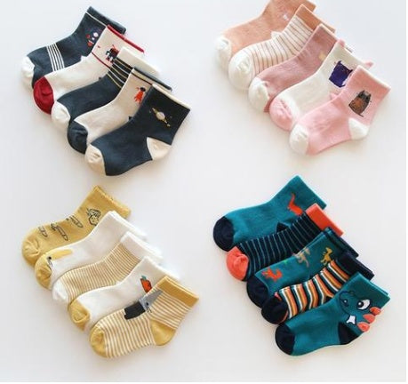 Girls'/Boys' Cotton Socks 5pc Set
