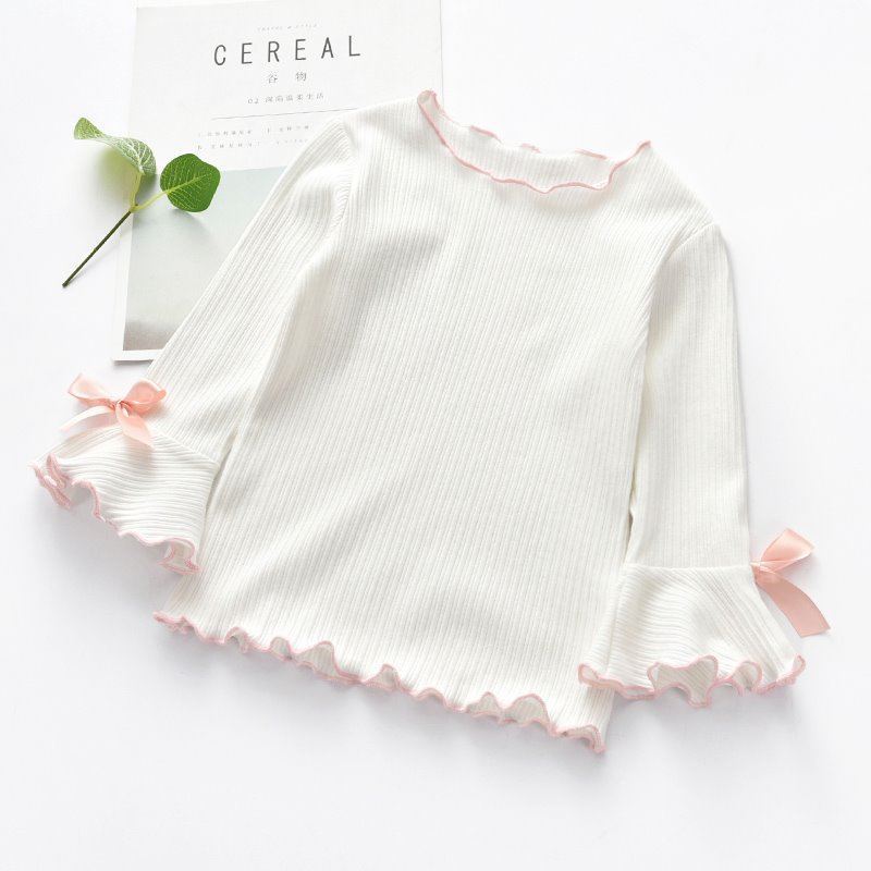 Girls' Long Sleeve Lace Bow T-Shirt