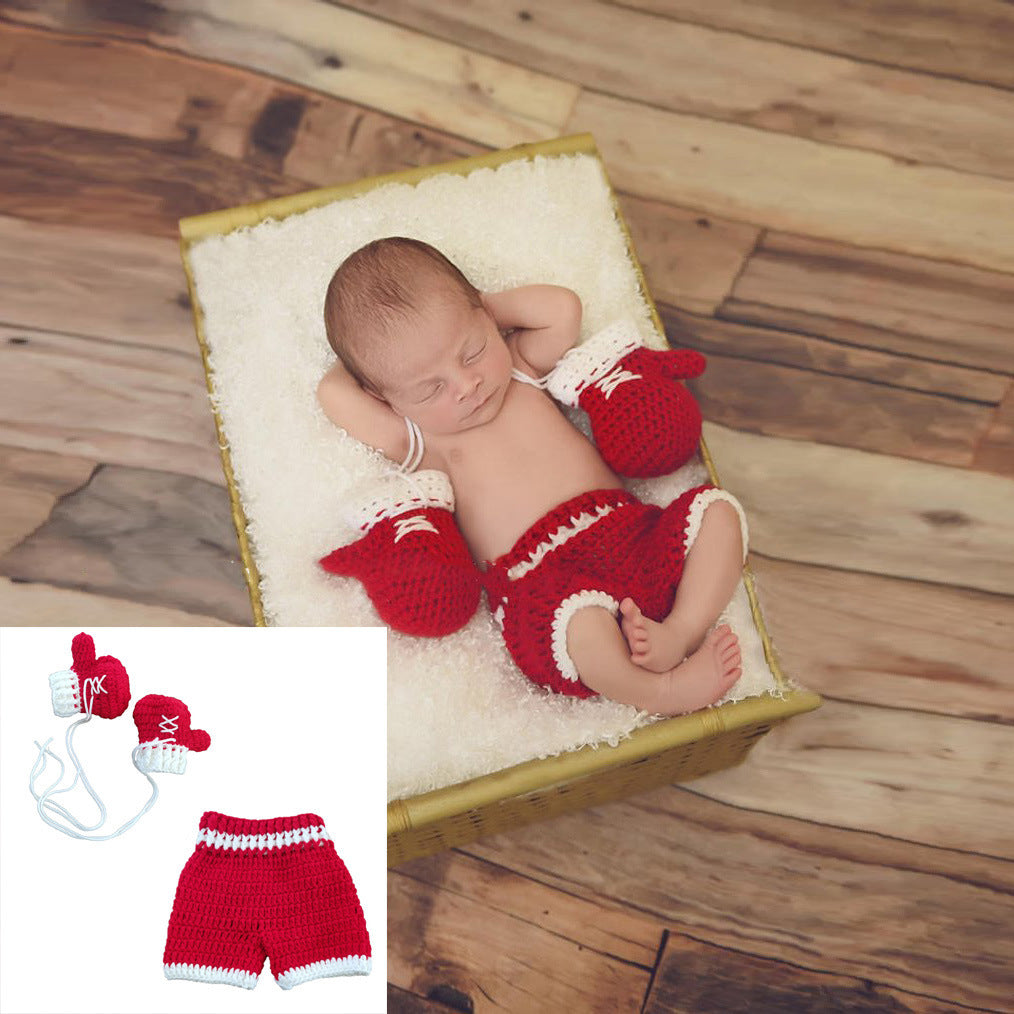 Newborn Hand-woven Photography Props Boxing Outfit, Boy & Girl Colors