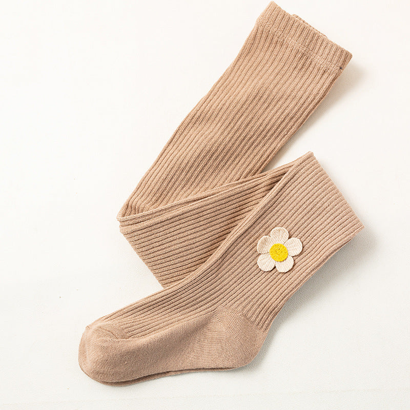 Girls' Leggings Spring New Flowers Long Socks