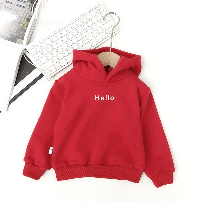 Children's Hooded Sweater Plus Velvet Padded Top