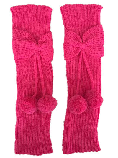 Bow Hanging Ball Foot Sock Kneecap Wool Leg Gaurd Set