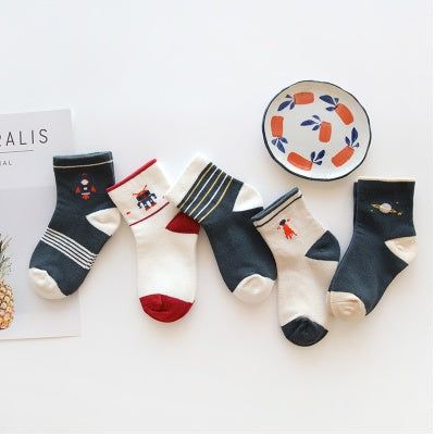 Girls'/Boys' Cotton Socks 5pc Set