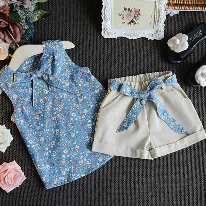 Girls/Toddlers Sleeveless Top With Shorts 2pc Set