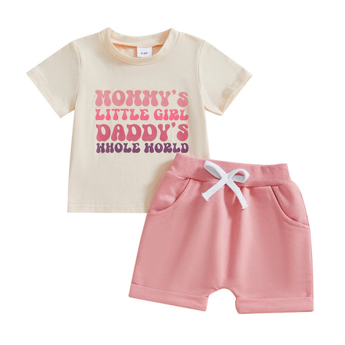 Baby Girl Letter Print Short-sleeve Summer Set