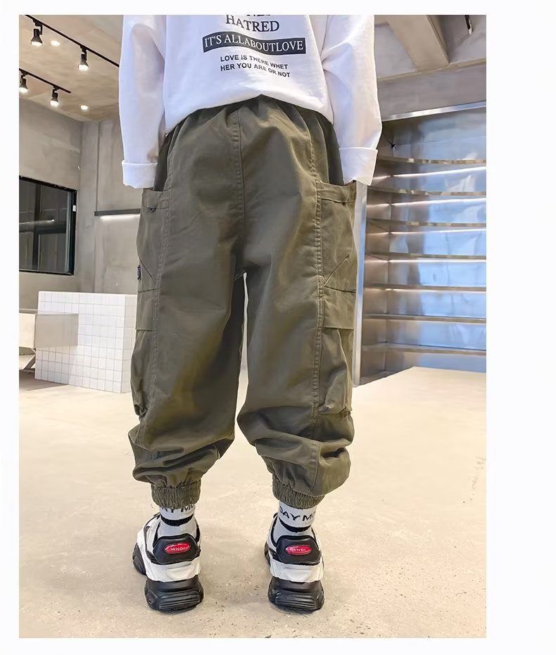 Boys' Cargo Pants, Spring & Autumn New Multi-pocket Trousers