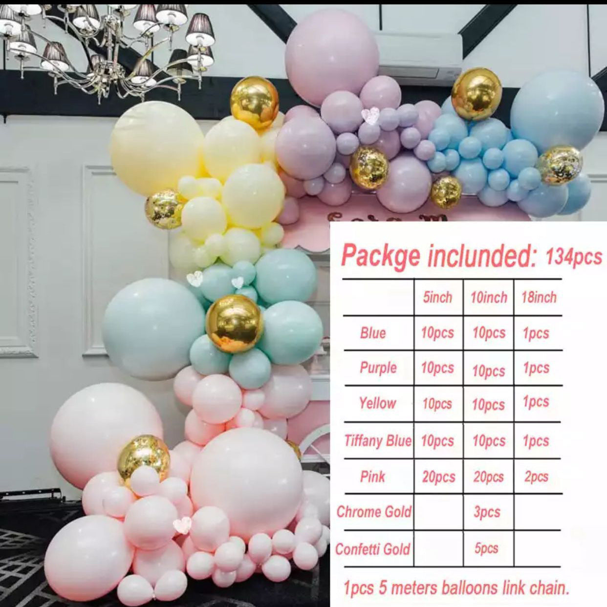 Birthday Party Decoration Balloon Garland Set