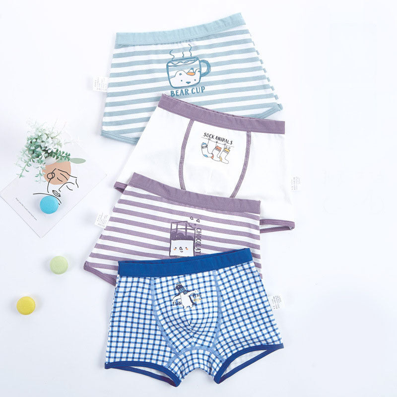 Cartoon Cotton Boys' Boxer Shorts Underwear 4 Pack