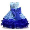 Girls' Sequined Dress With Large Bow & Ruffled Skirt