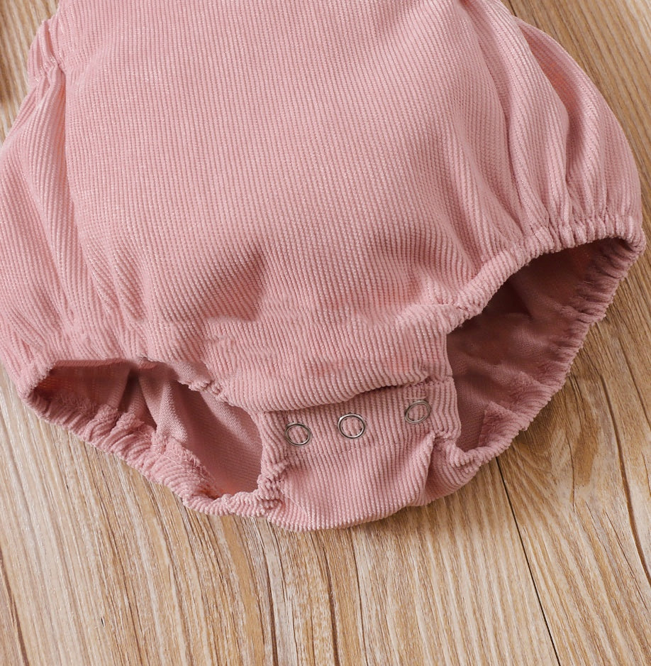 White Long Sleeve Top, Overall Onesie, Headband 3pc Set
