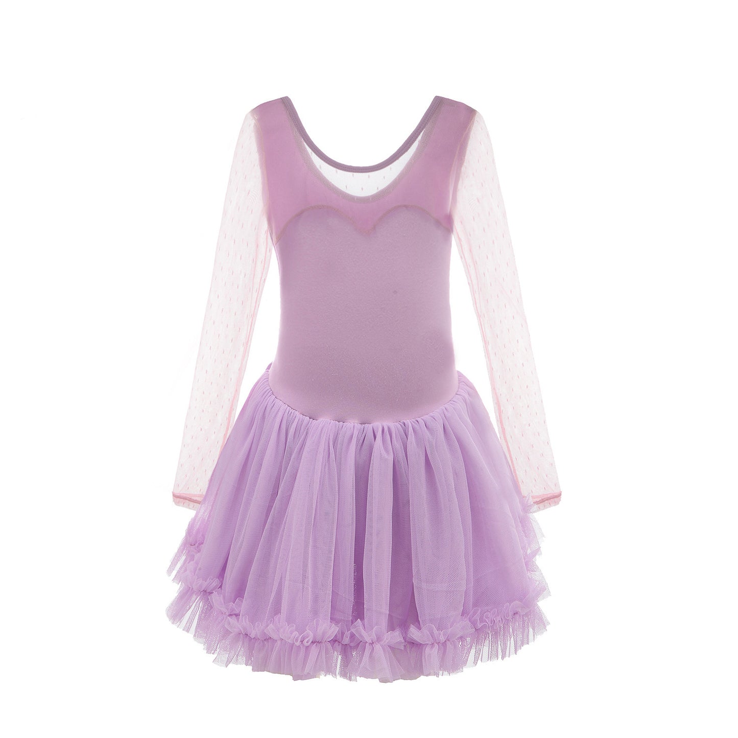 Girl's Long Sleeve Gauzy Dance Dress, Ballet Dance Costume