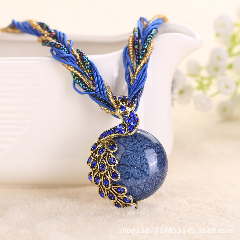 Ladies Ethnic Style Rice Bead Woven Retro Necklace