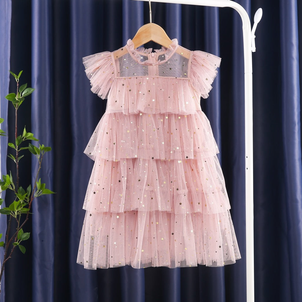 Girls' Fairy Star Sequins Cake Dress